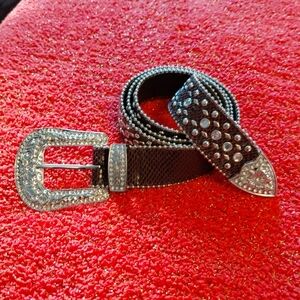Studded Black Belt with Silver Accents XXL